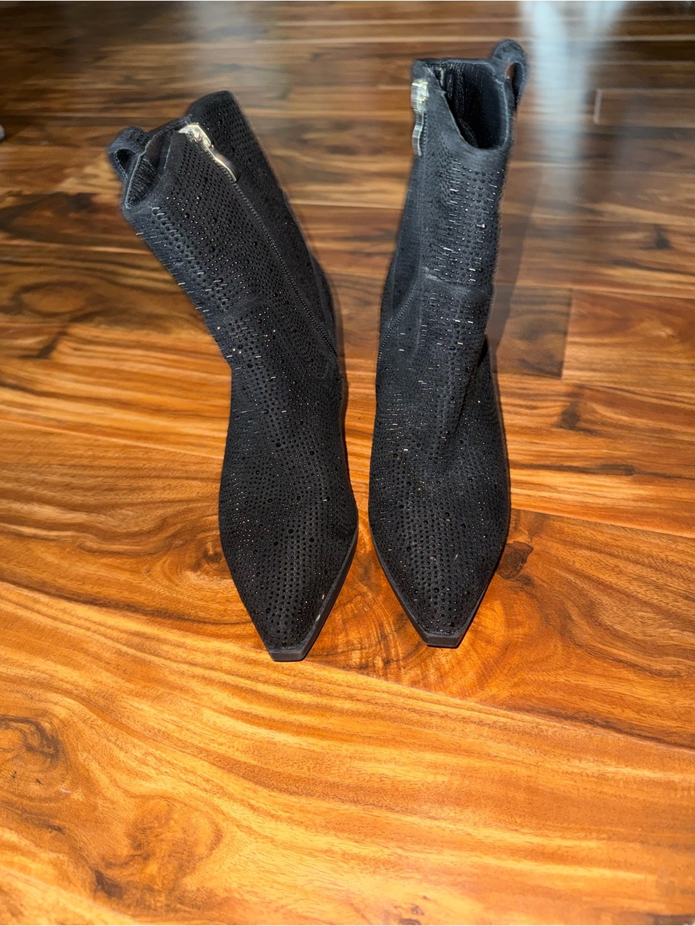 Black Pointed Toe Mid-Calf Women's Booties
